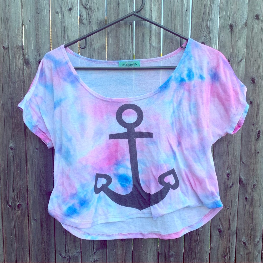 Workshop cotton candy tie dye crop top small⚓️